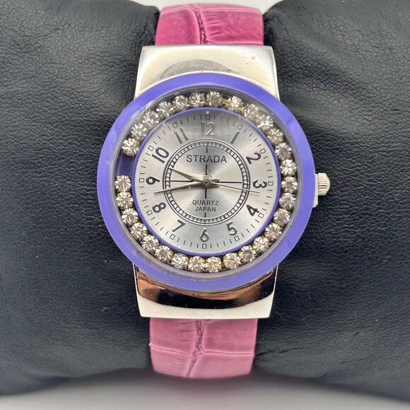 Strada Crystal Dial Pink Bangle 34mm Women’s Quartz Watch Working - Picture 1 of 8